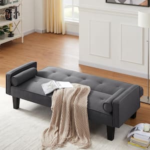 Gray Polyester Fabric Futon Sofa Bed