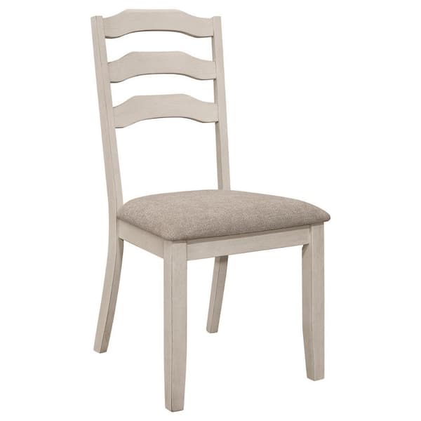 Benjara Cream and Khaki Polyester Ladderback Dining Chair (Set of 2)