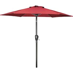 7.5 ft. Patio Outdoor Table Market Yard Umbrella with Push Button Tilt/Crank, 6 Sturdy Ribs Red