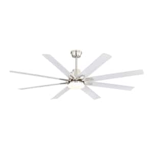 1-Light dimmable Integrated LED Brushed Nickel Ceiling Fan Chandelier for Living Room and Bedroom