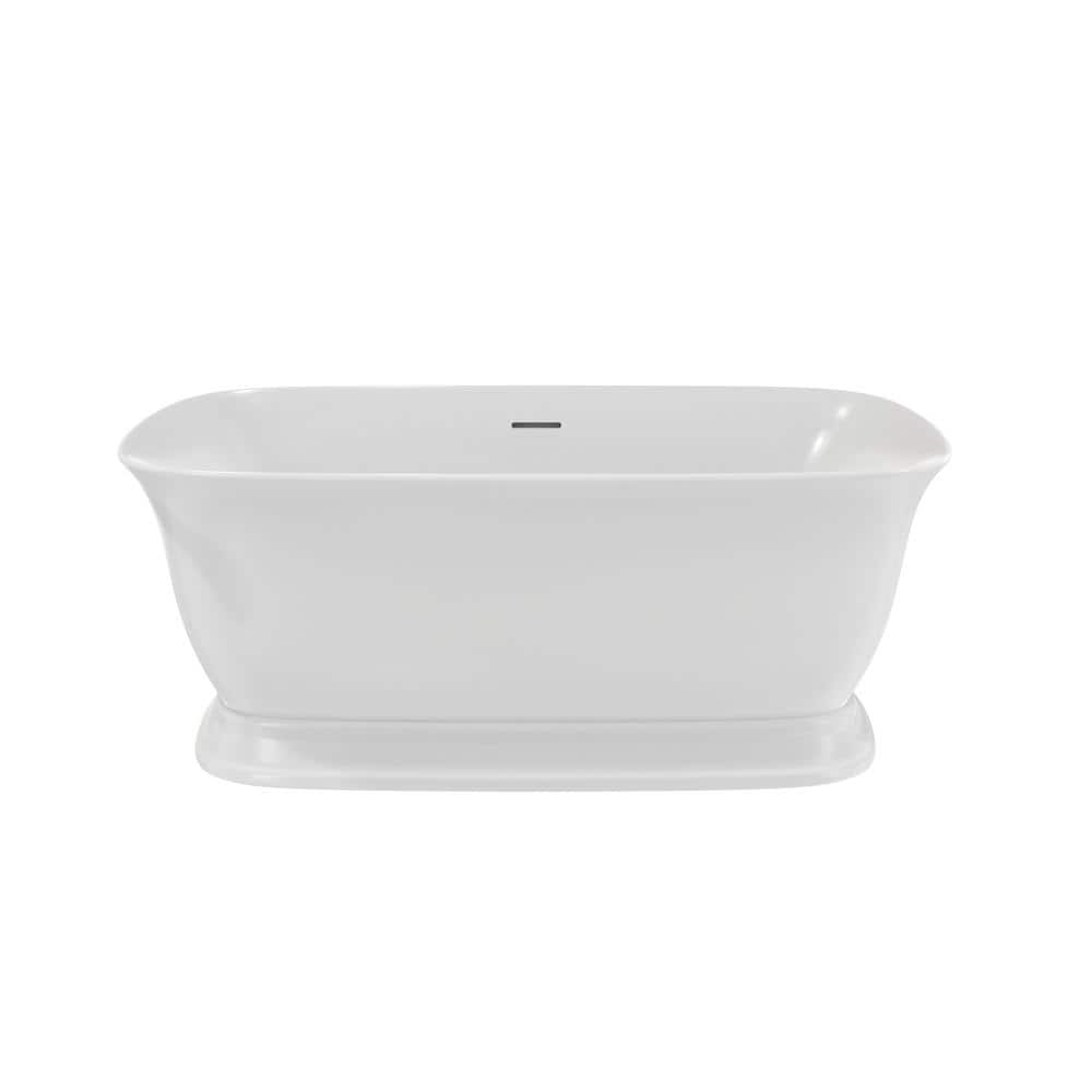 Ascend 67" White Acrylic Freestanding Bathtub with Chrome Drain