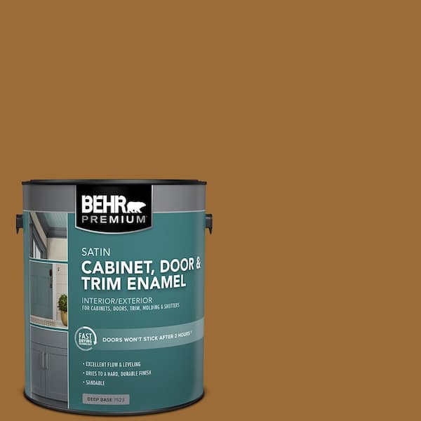 BEHR PREMIUM 1 gal. #PPU6-01 Curry Powder Satin Enamel Interior/Exterior Cabinet, Door & Trim Paint