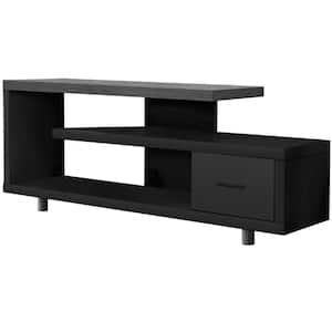 Jasmine 16 in. Black and Grey Particle Board TV Stand with 1 Drawer Fits TVs Up to 60 in.