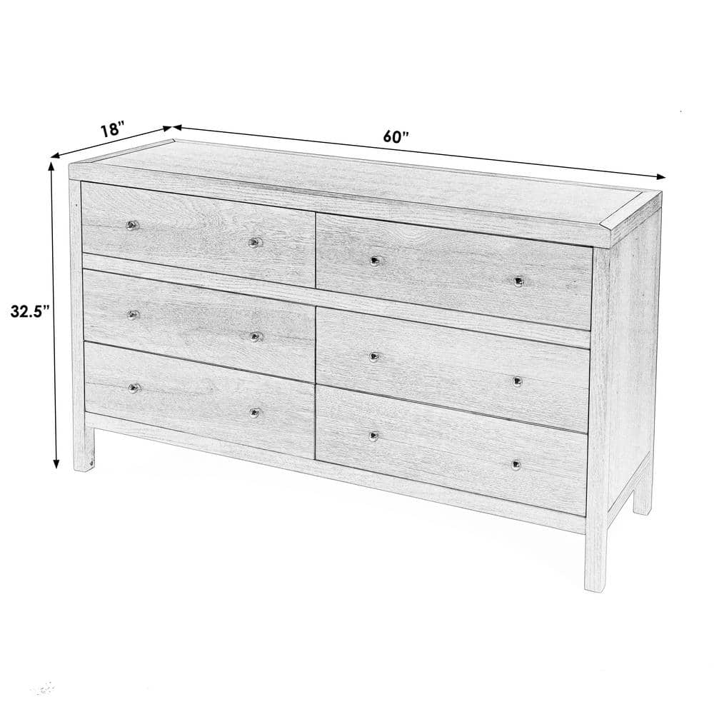 Antique Coffee 6-Drawer Wide Dresser with Ball Bearing Slides