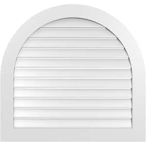 38 in. x 36 in. Round Top Surface Mount PVC Gable Vent: Functional with Standard Frame