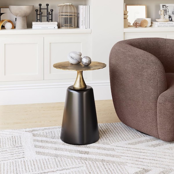 ZUO Chenai 15.7 in.W Black 21.7 in.H Round Aluminum End Table