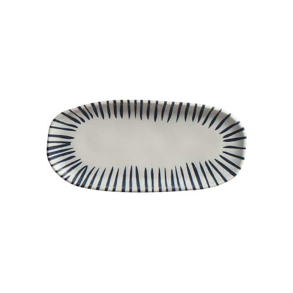 PORTO BRASIL 9.06 in. Elemento Multi-Colored Stoneware Shallow Oval Platter Organic (Set of 4)