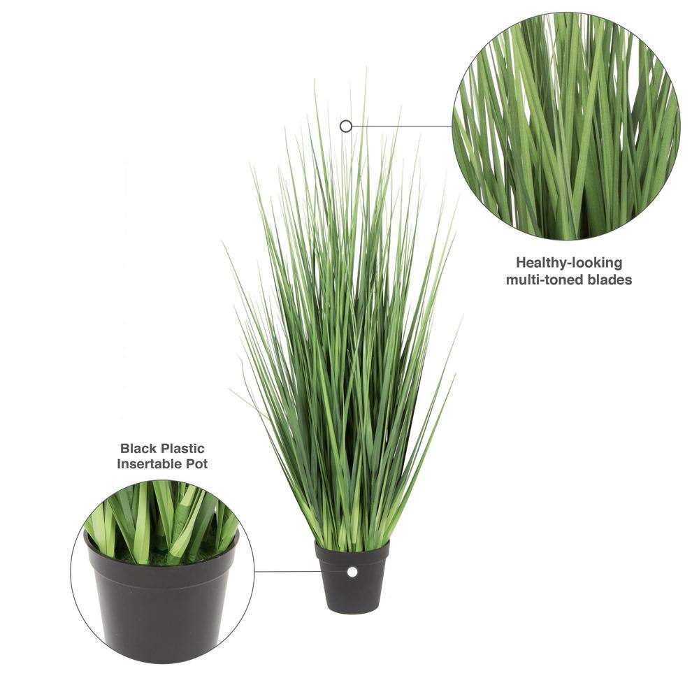 60" Tall Green Faux Grass in Black Plastic Pot