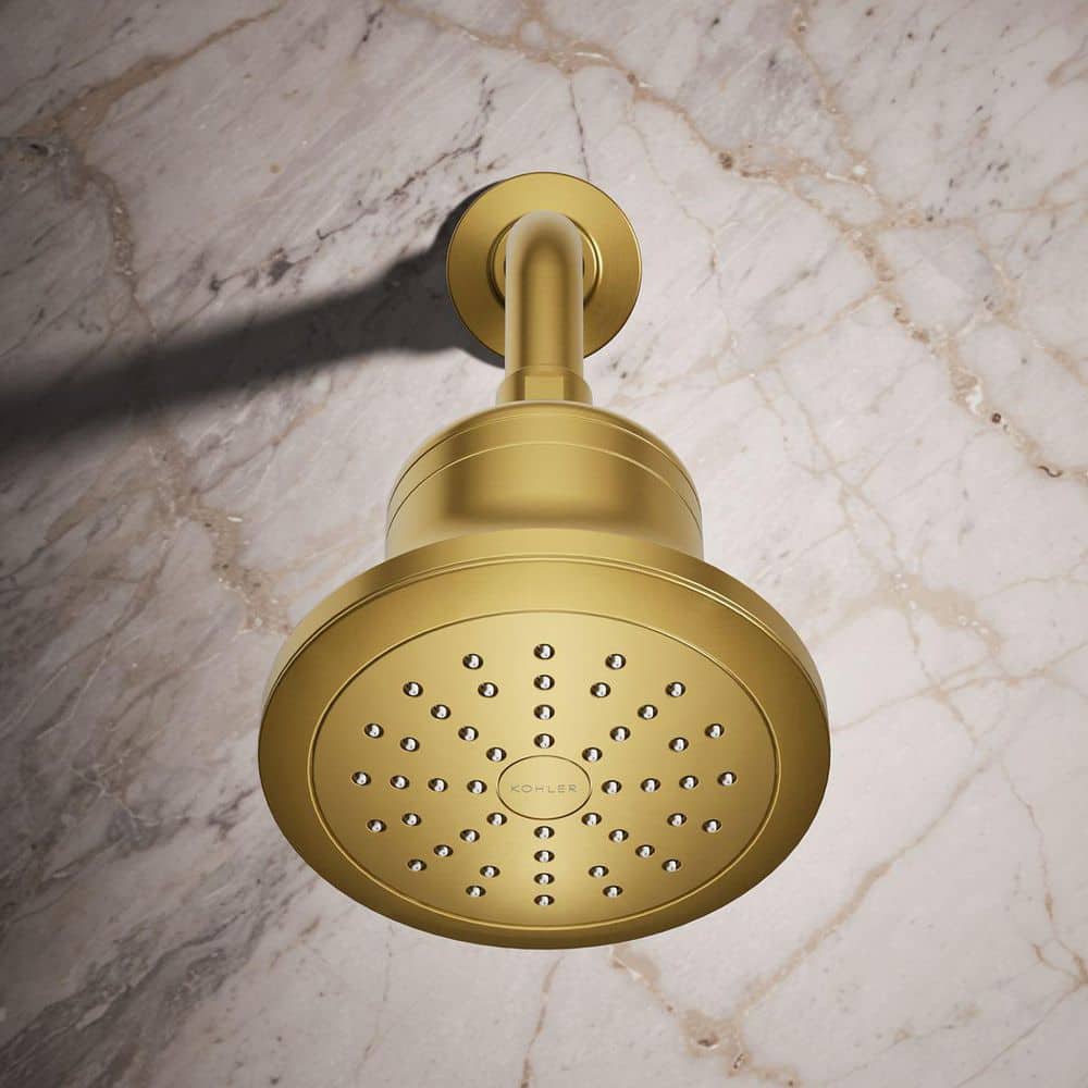 Vibrant Brushed Brass Wall Mounted Filtered Showerhead