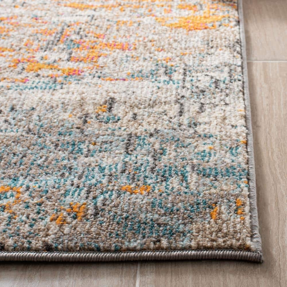 Madison 5' x 5' Square Gray and Orange Abstract Rug