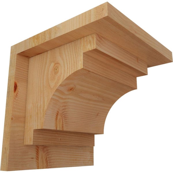 Ekena Millwork 8 in. x 8 in. x 8 in. Douglas Fir Mediterranean Rough Sawn Corbel with Backplate