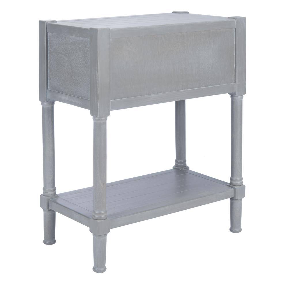 Gray Pine and Steel Console Table with Storage