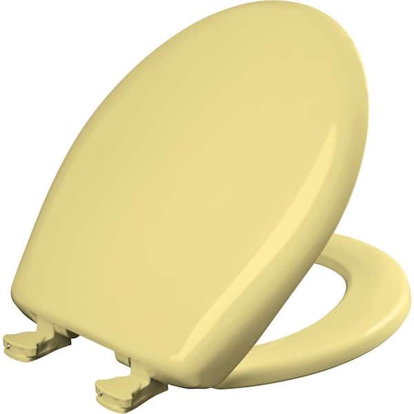 Round Soft Close Plastic Removes for Easy Cleaning and Never Loosens Toilet Seat in Yellow