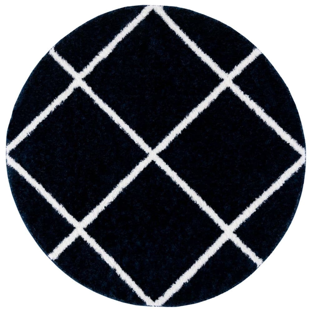 Tahoe Shag 7 ft. x 7 ft. Navy/White Diamond Abstract Round Area Rug price history on PriceWatchPro