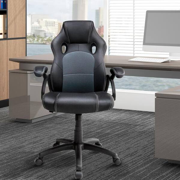 Furmax Leather High Back Office Chair Ergonomic Executive Office Chair  Swivel Computer Desk Chair Lumbar Support Soft Cushioned Padded Arms (Black)