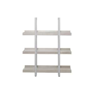 Cali 40 in. x 48 in. Grey Wood 3-Shelf Low Open Bookcase with Steel Frame
