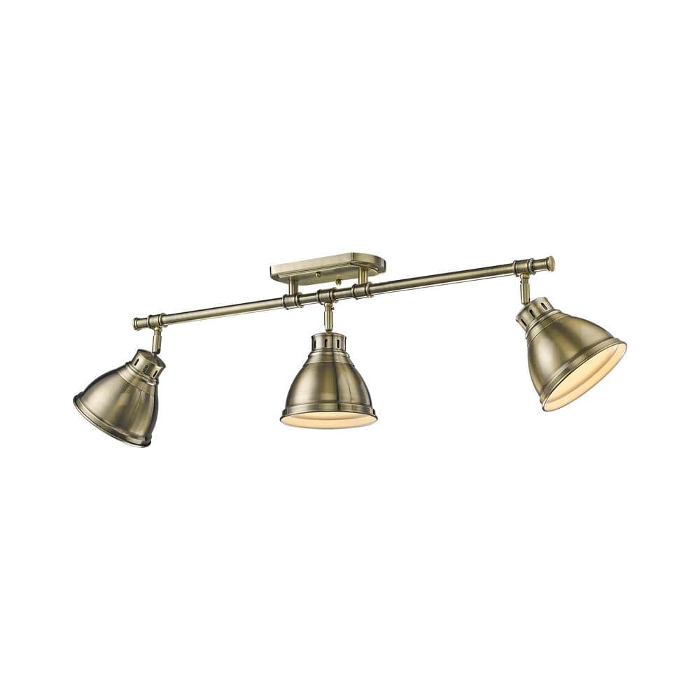 Duncan 6.5 in. 3-Light Aged Brass Semi-Flush Mount with Gold Shade and No Bulbs Included price history on PriceWatchPro
