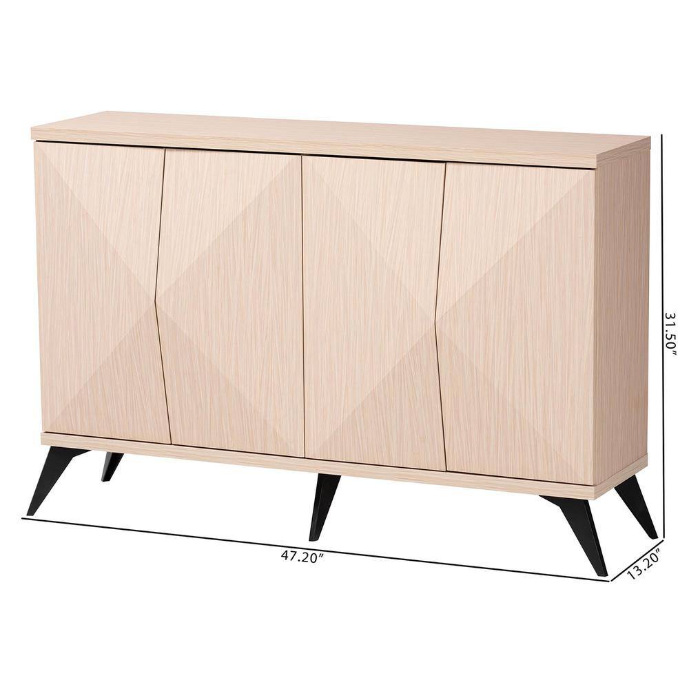 Draper Light Brown and Black Wood 4-Door Sideboard Buffet