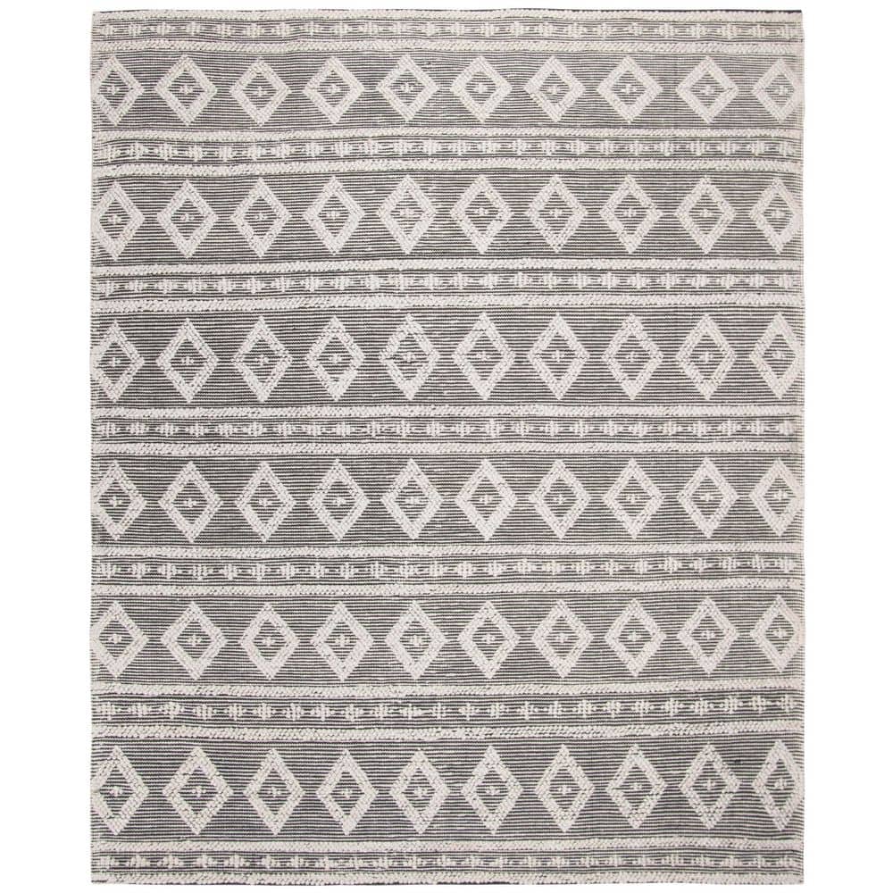 Silver Diamond Pattern Rug SAFAVIEH Natura 8 ft. x 10 ft. Silver Striped Diamond Abstract Area Rug ...