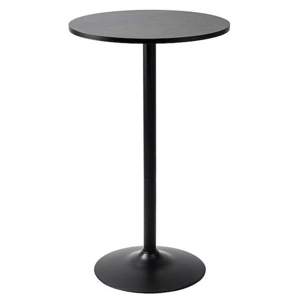 PEARINGTON 23.7 in. Round Black Wood Top with Metal Frame (Seats 2)