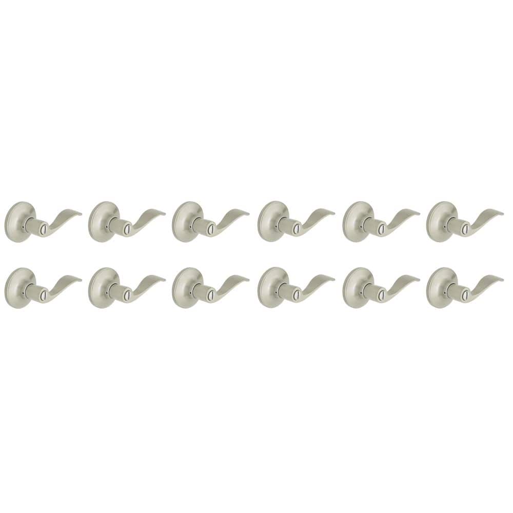 Wave Satin Nickel Bed/Bath Door Lever 12-Pack