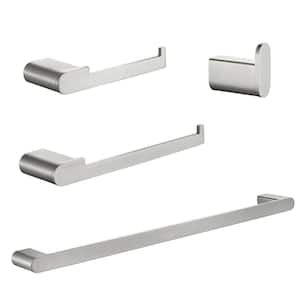 4-Piece Bath Hardware Set with Mounting Hardware Included in Brushed Nickel