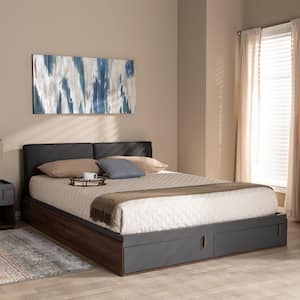 Rikke Gray and Walnut Queen Storage Bed