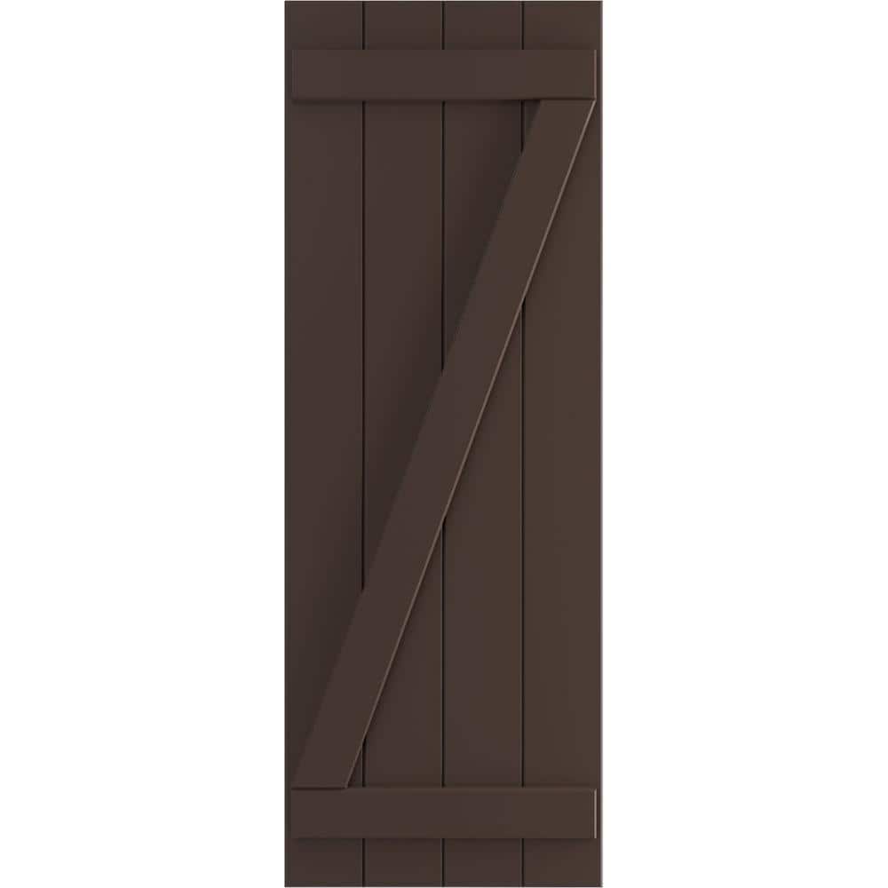 21-1/2 in. x 27 in. True Fit PVC Four Board Joined Board and Batten Shutters with Z-Bar, Raisin Brown (Per Pair) price history on PriceWatchPro