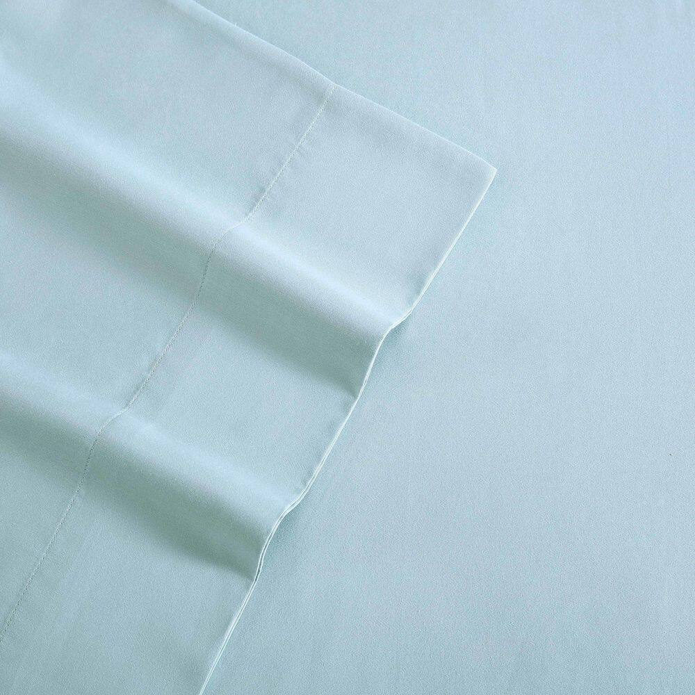 Queen Blue Cotton Polyester Sateen Sheet Set