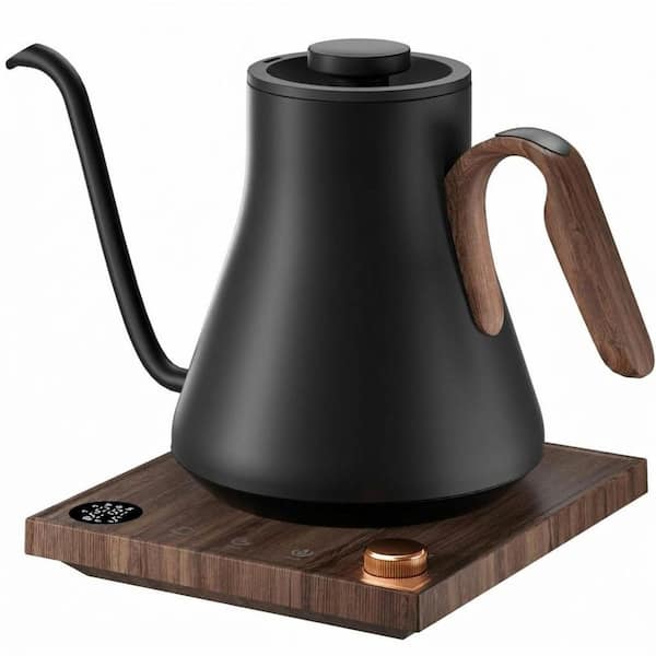 33 oz. Onyx Black Black Stainless Steel Gooseneck Electric Kettle Precise Temperature Control for Coffee Tea 1 Piece
