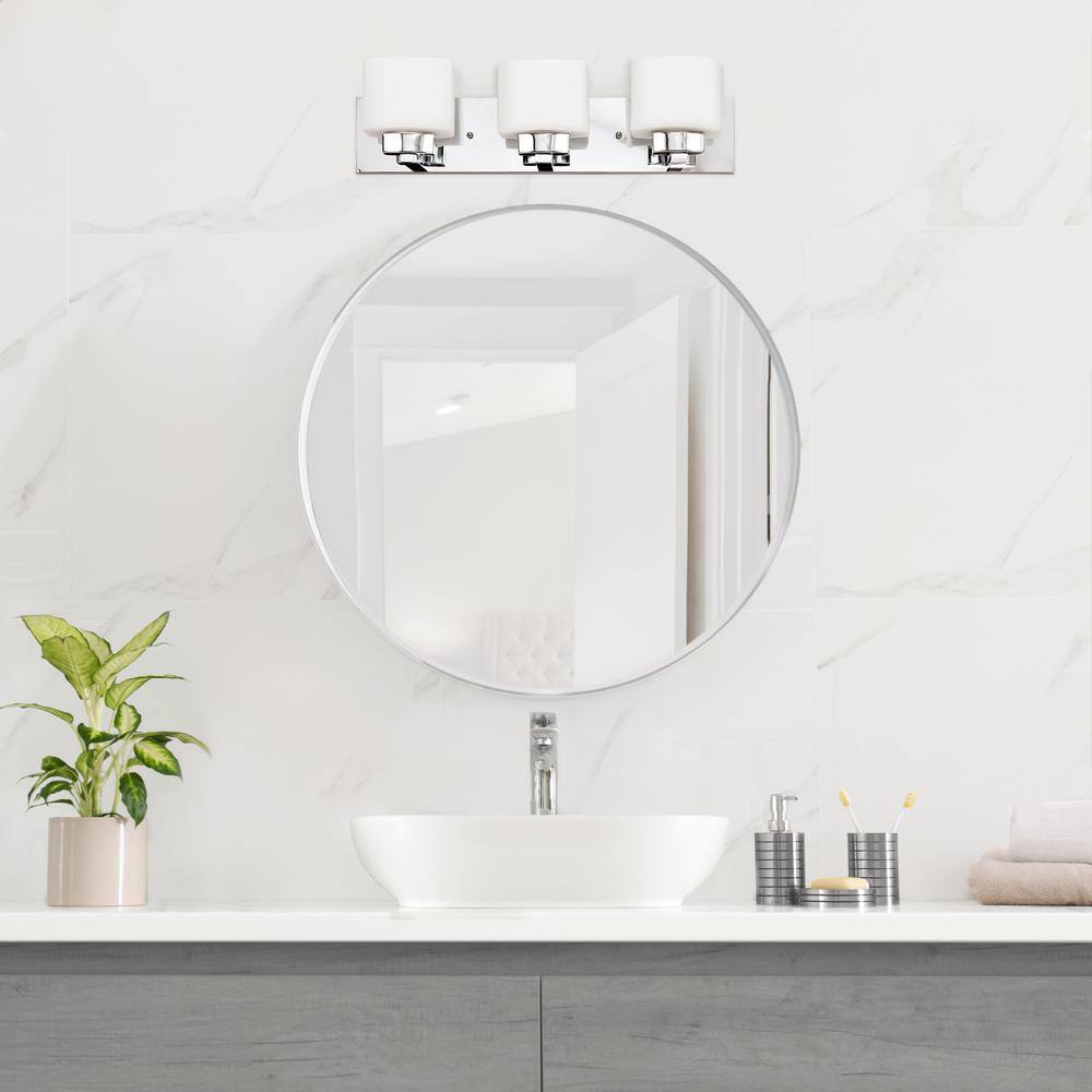 Dove Creek 24" Polished Chrome Vanity Light with Frosted Glass Shades