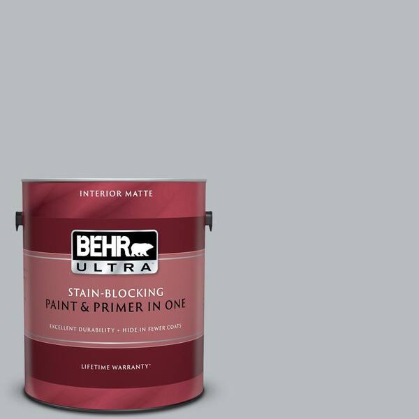 BEHR ULTRA 1 gal. #UL260-19 French Silver Matte Interior Paint and Primer in One