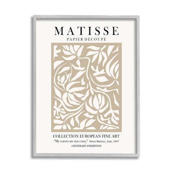 The Stupell Home Decor Collection Neutral Floral Foliage Pattern Historical Exhibition Text by Ros Ruseva Framed Nature Art Print 20 in. x 16 in.