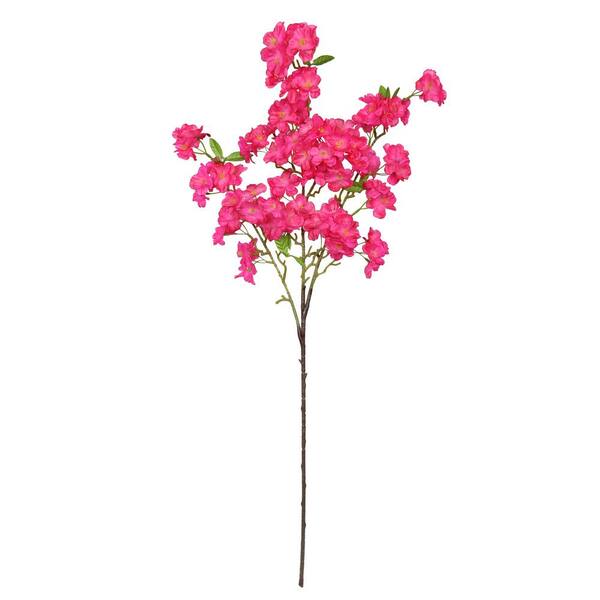 LIVING LUXURY 40 in. Magenta Artificial Cherry Blossom Flower Stem ...