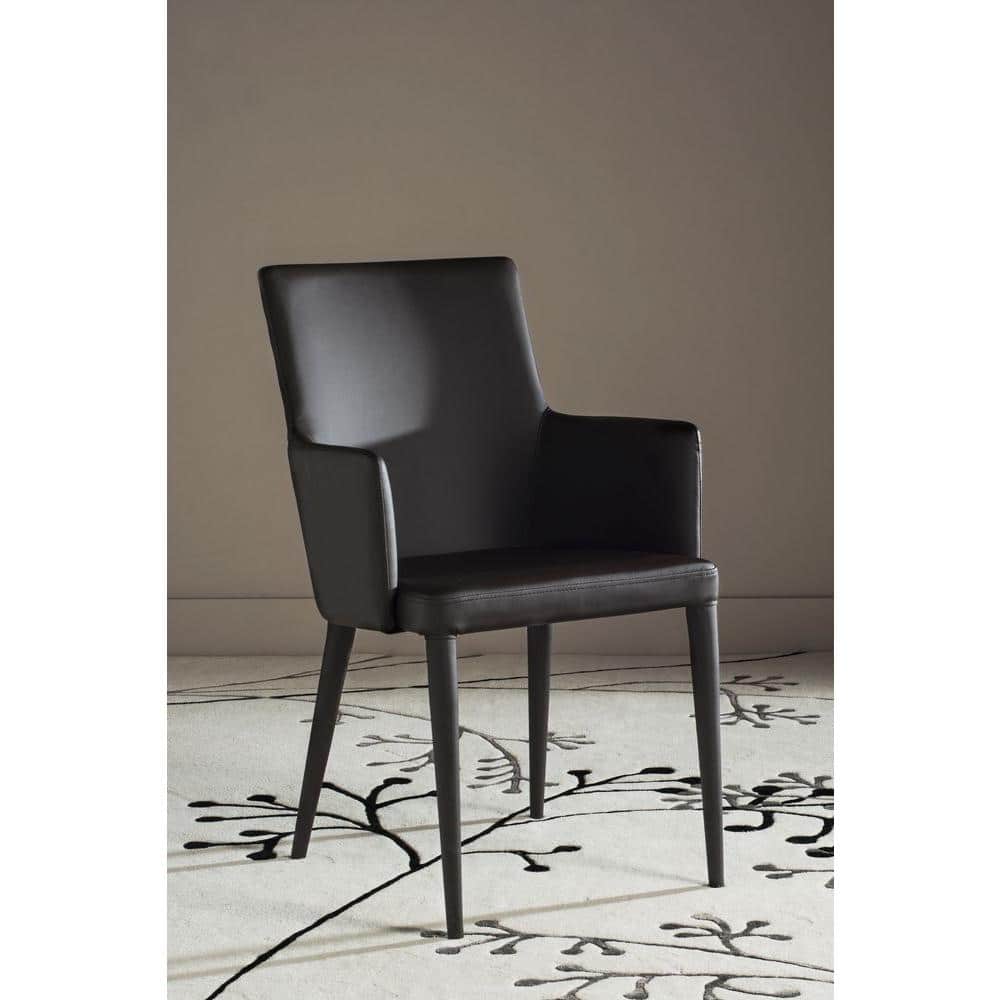 Transitional 24'' Faux Leather Metal Arm Chair in Brown