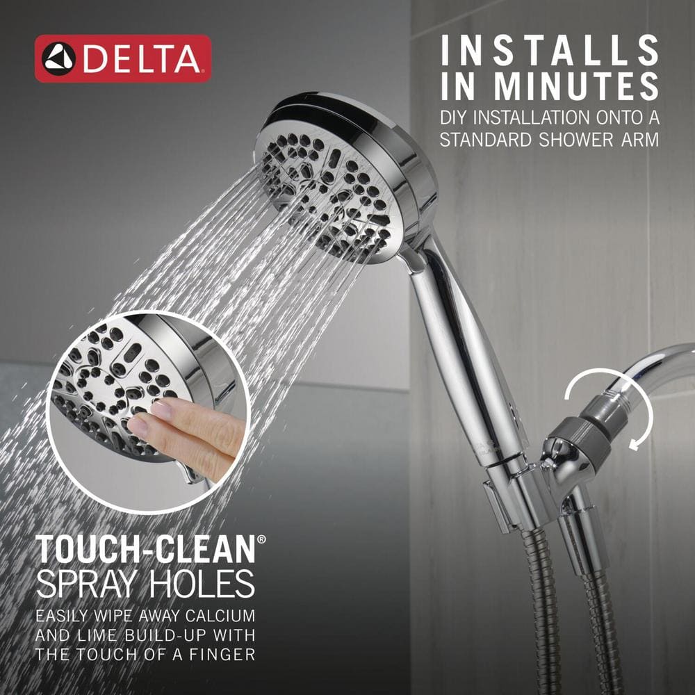 Chrome Adjustable Height Multi-Head Handheld Shower with Pulse