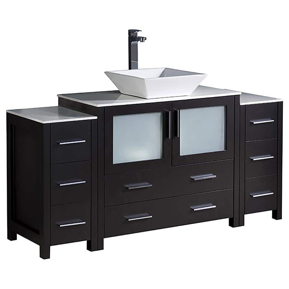 Espresso Engineered Wood 60" Freestanding Modern Vanity Base
