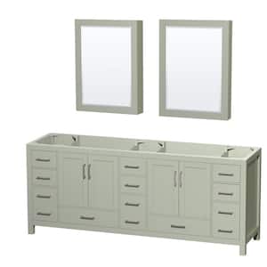 Sheffield 83 in. W x 21.5 in. D x 34.25 in. H Double Bath Vanity Cabinet without Top in Light Green with MC Mirrors
