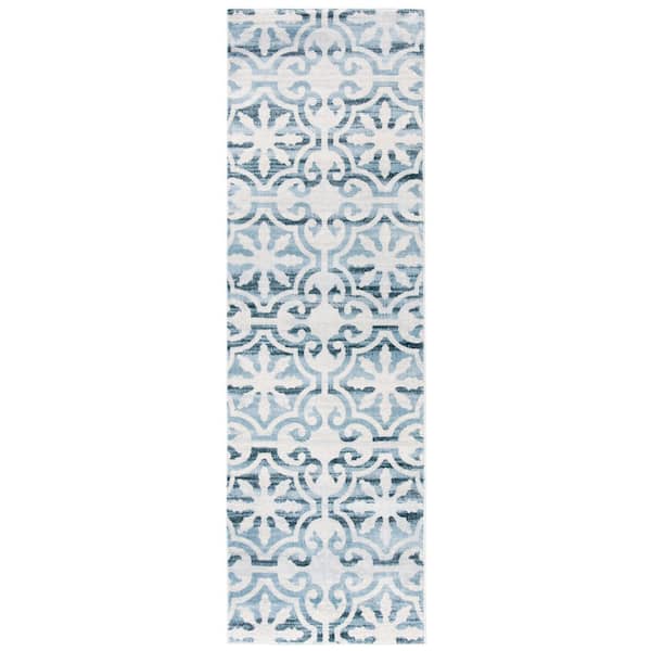 Isabella Navy/Ivory 2 ft. x 7 ft. Distressed Medallion Runner Rug