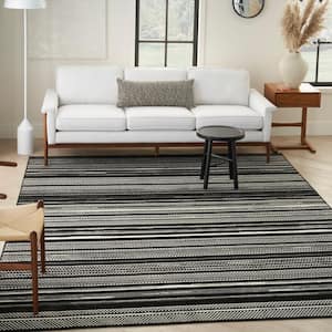Grafix Black White 8 ft. x 10 ft. Abstract Contemporary Area Rug