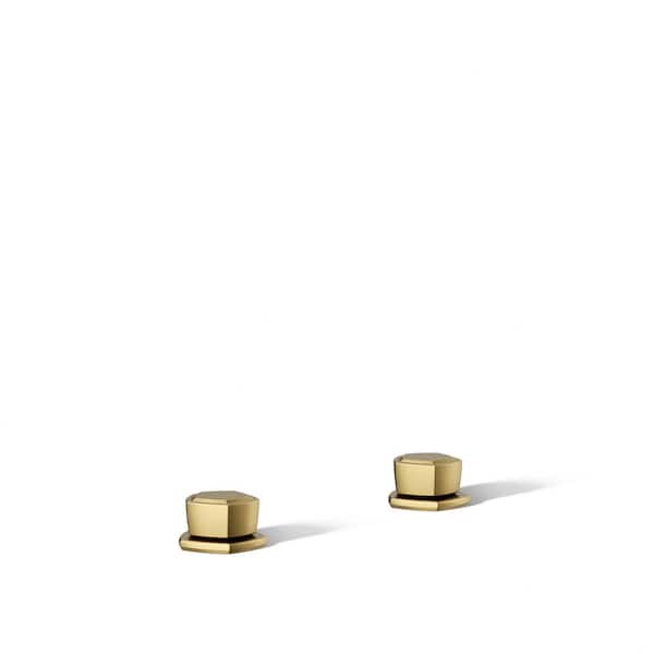 KOHLER Occasion Knob Bathroom Sink Faucet Handles in Vibrant Brushed Moderne Brass