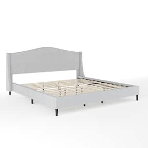 Amelia Gray Wood Frame King Platform Bed with Upholstered Solid Wood