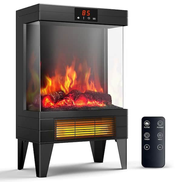 1500W Electric Fireplace Stove Heater-Freestanding Fireplace Heater for Indoor Use with Realistic 3D Flame