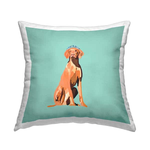 Stupell Industries Royal Pointer Dog Blue Print Polyester 18 in. x 18 in. Throw Pillow