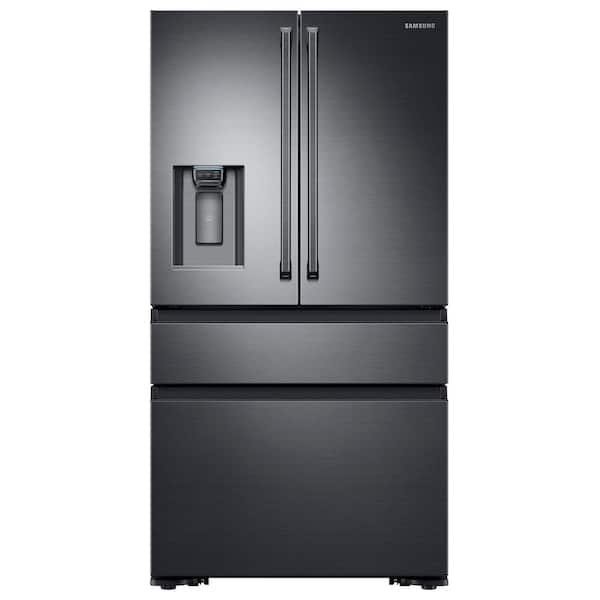 Samsung 22.6 cu. ft. 4-Door French Door Refrigerator with Polygon Handle in Black Stainless, Counter Depth