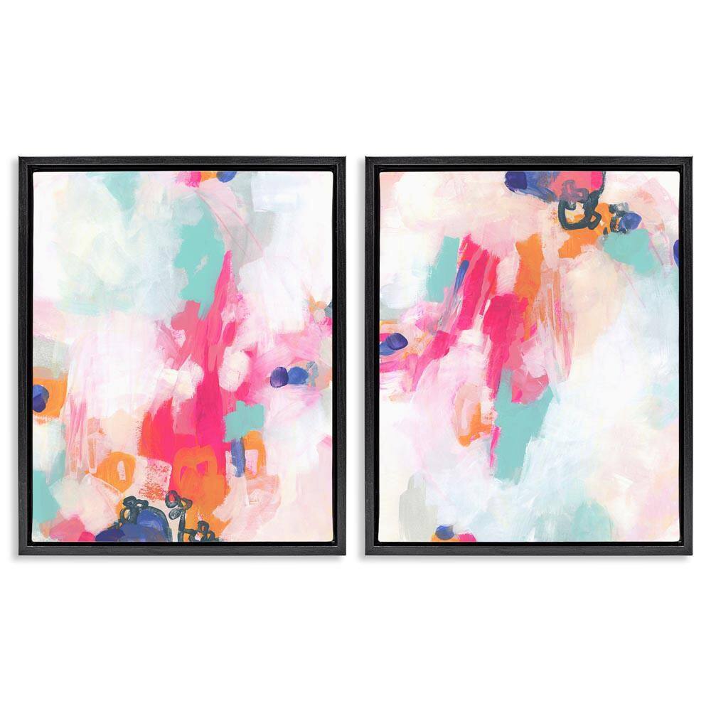 Pink and Pastel Splotches by June Erica Vess 2-Pieces Black Floater Frame Abstract Graphic Art Print 21 in. x 17 in. price history on PriceWatchPro