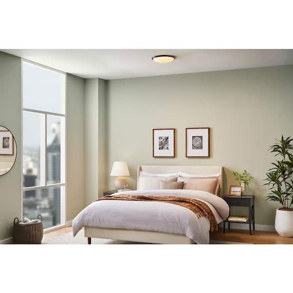 14 in. Light Matte Black and White Adjustable CCT Integrated LED Ceiling Flush Mount Fixture with Interchangeable Trim