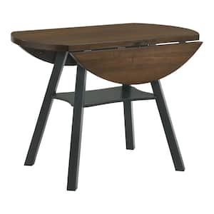 Calliger 47.25 in. Round Live Edge Oak and Antique Gray Wood Top Counter Height Table