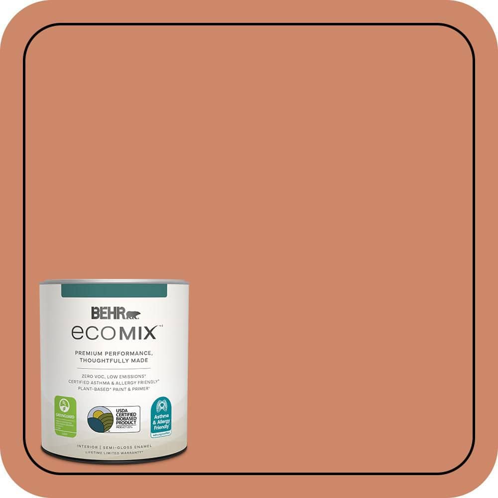 BEHR ECOMIX 1 qt. #230D-5 Aztec Brick Semi-Gloss Enamel Plant-Based ...