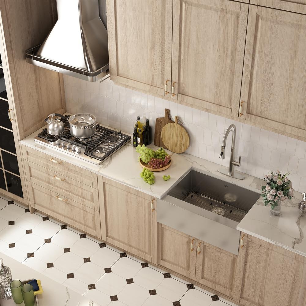 30" Brushed Stainless Steel Farmhouse Kitchen Sink with Single Bowl